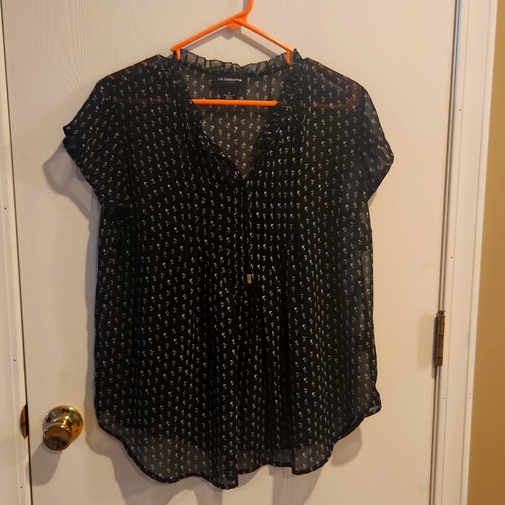 Black and white chiffon blouse